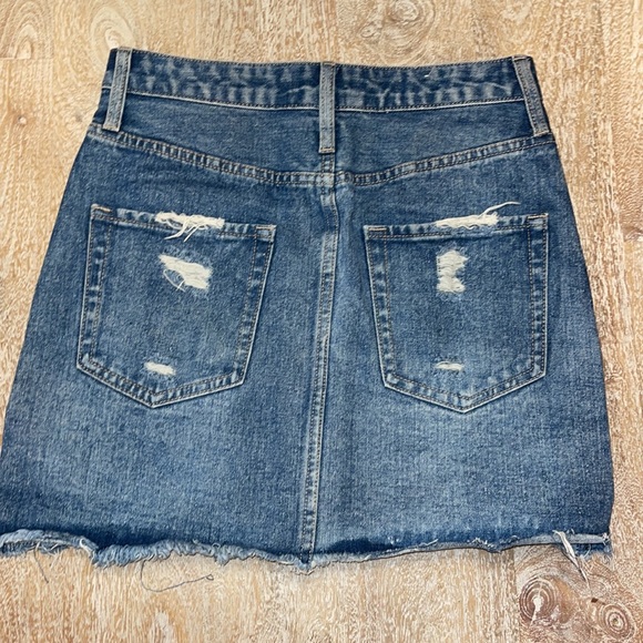 American Bazi Contrast Patched Frayed Denim Distressed Skirts